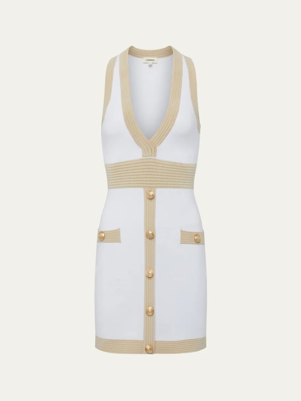 L’AGENCE Tamari Sleeveless dress in white and tan